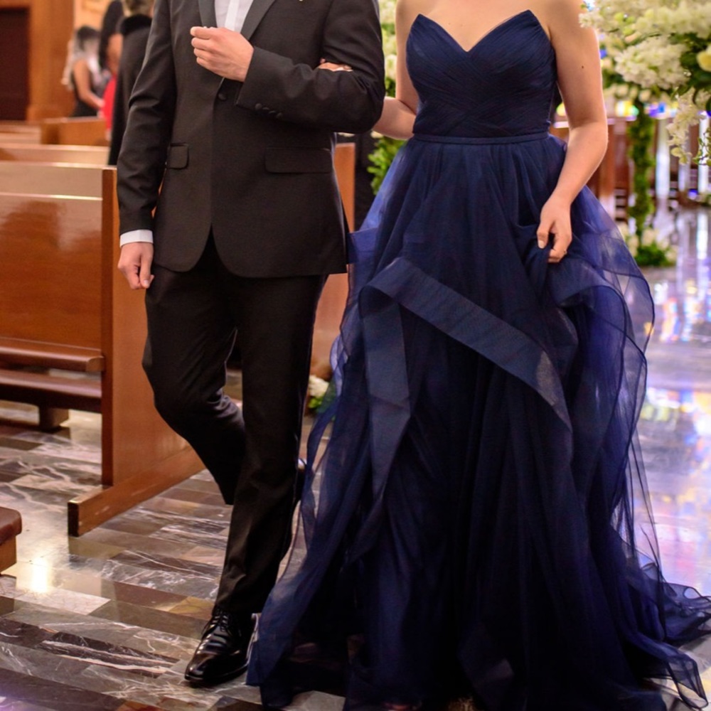 Basix Navy Strapless Gown